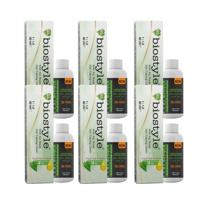 Biostyle Bitki Özlü Argan ve Keratin 10.1 Küllü Açık Sarı 6 Adet 60 ML Saç Boyası + 6 Adet Oksidan