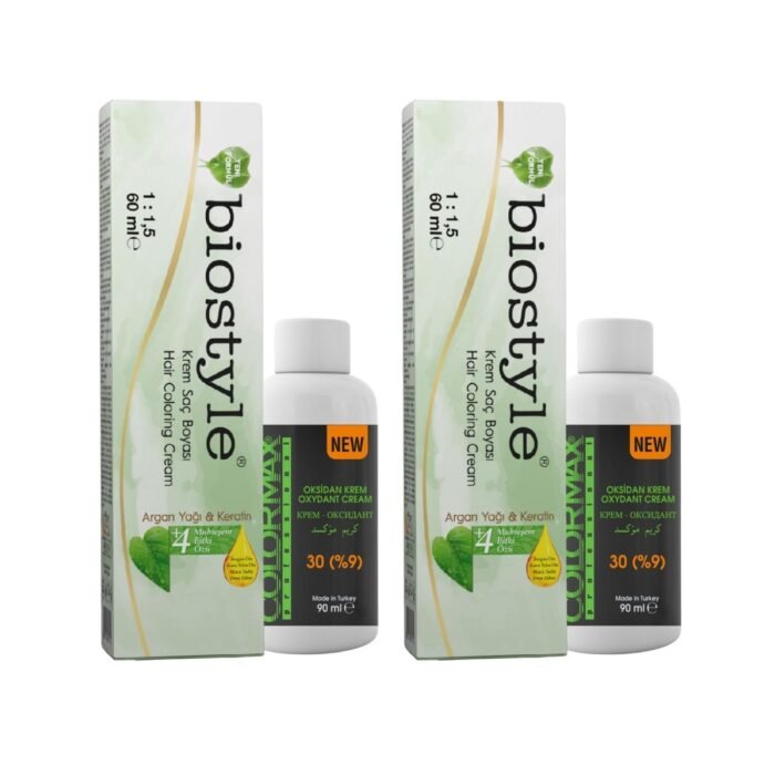 Biostyle Bitki Özlü Argan ve Keratin 0.22 Turuncu Azaltıcı 2 Adet 60 ML Saç Boyası + 2 Adet Oksidan